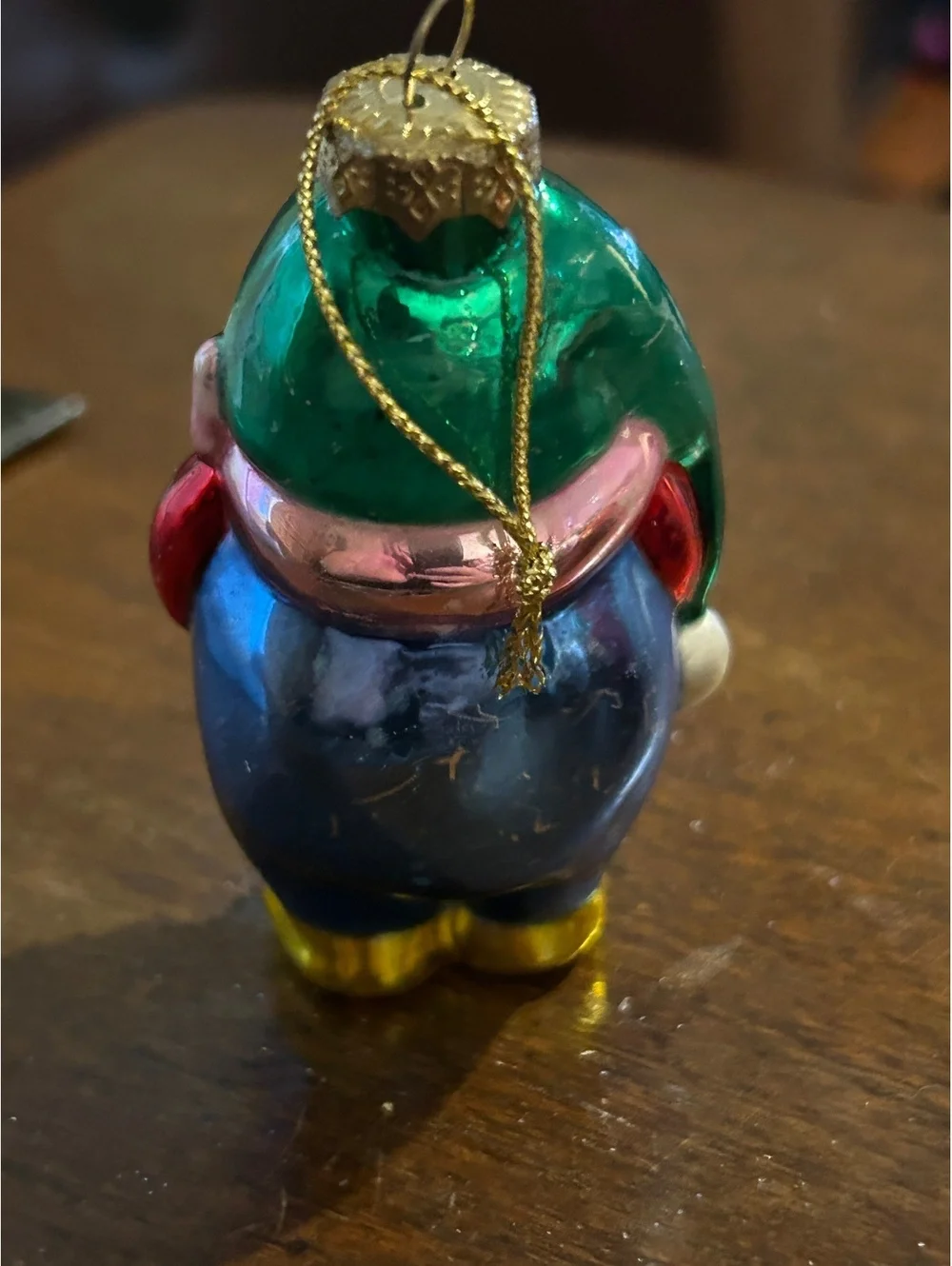 Vintage Glass Santa Claus Christmas Ornament with Green Hat